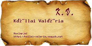 Kállai Valéria névjegykártya